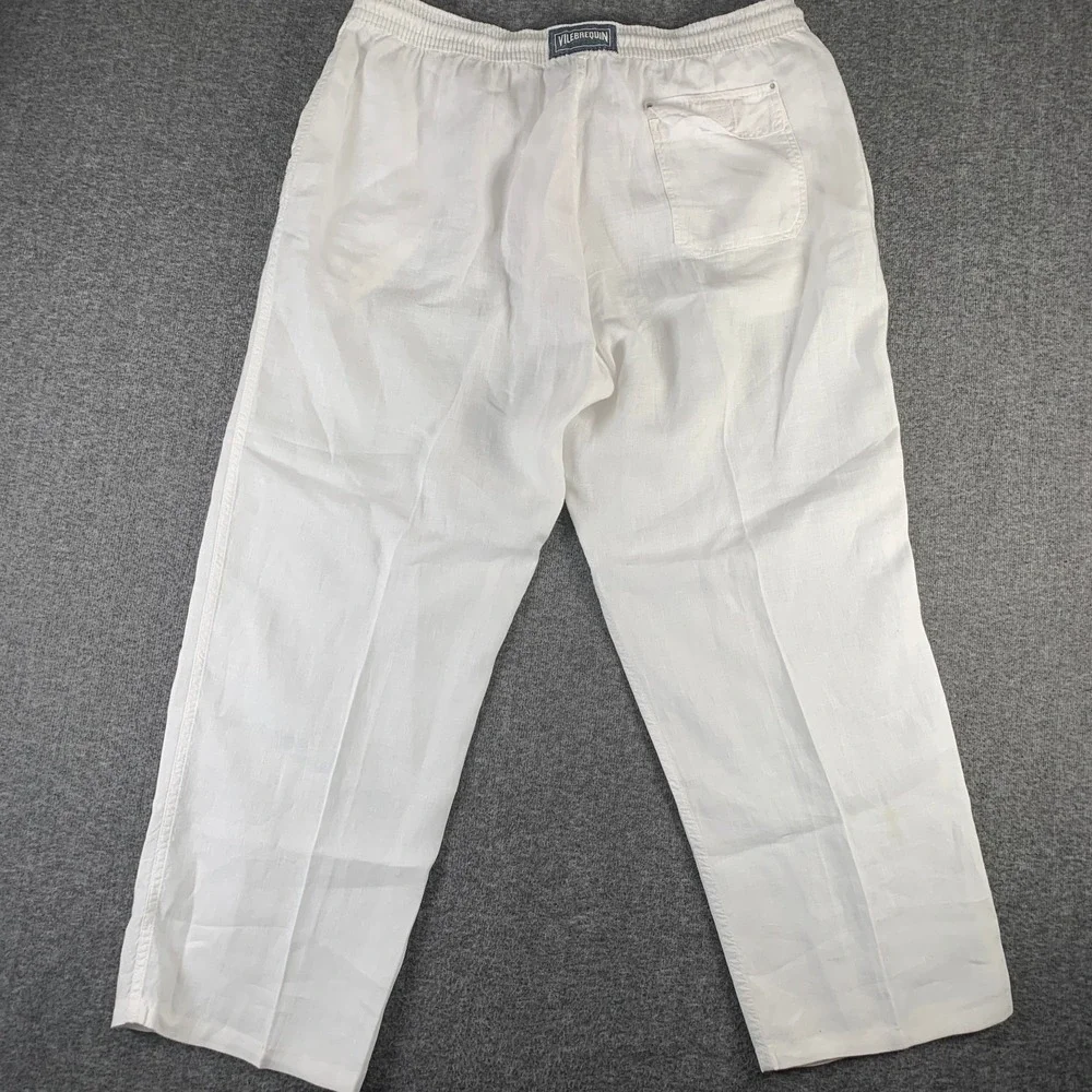 Vilebrequin Linen Pants Men 3XL White Coastal Pull On Drawstring Old Money